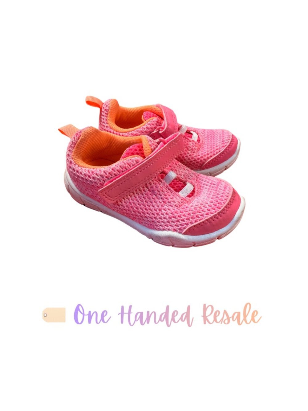 🧡 Carter's Pink Orange Mesh Velcro Kids Sneakers 7